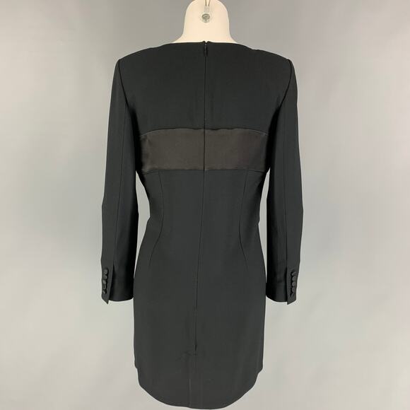 SAINT LAURENT Size 8 Black Acetate Blend Mixed Fabrics Above Knee Dress - Picture 4 of 7